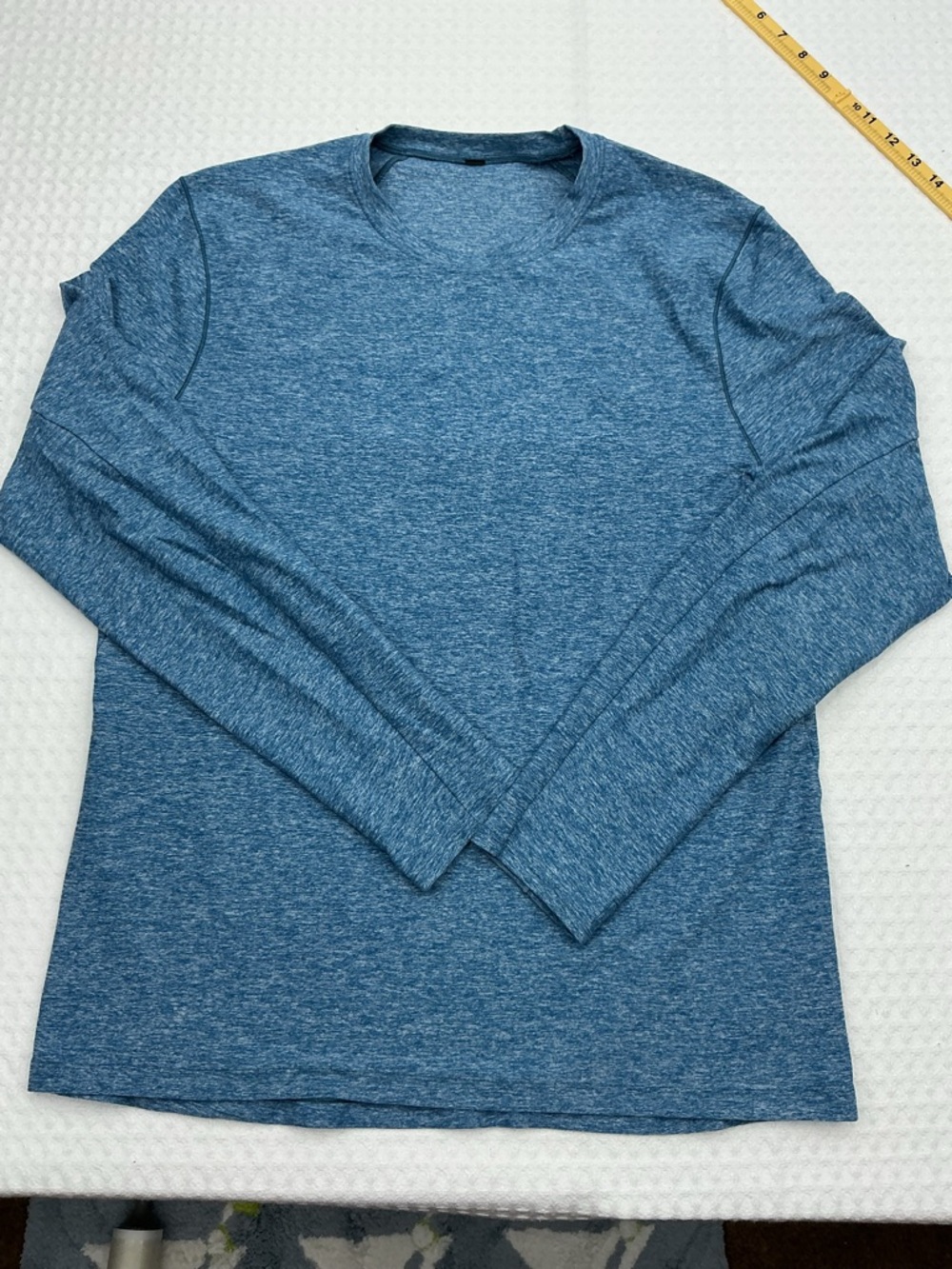 lululemon surge warm long sleeve color heathered pewter blue